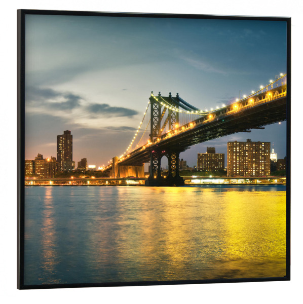 Poster mit schwarzem Rahmen 30x30 cm "Brooklyn Bridge to Manhattan Bridge Panorama - New York City" artboxONE - Städte,Städte / New York,Reise