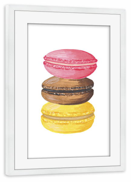 Poster mit Rahmen weiß "Macaroons" artboxONE - Essen & Trinken