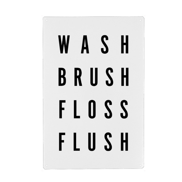 Holzbild "Wash Brush Floss Flush 2" artboxONE - Typografie,Schwarzweiß