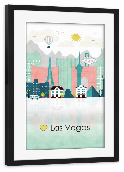 Poster mit Rahmen schwarz "Las Vegas Skyline" artboxONE - Reise,Reise / Länder,Städte / Las Vegas