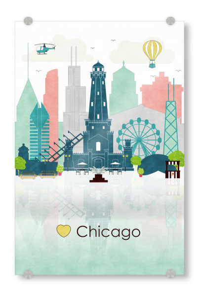 Acrylglasbild "Chicago Skyline 2" artboxONE - Reise,Städte / Chicago,Reise / Länder