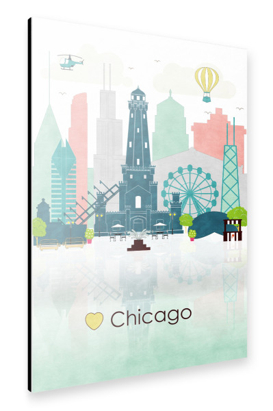 Alu-Dibond "Chicago Skyline 2" 30x20 cm artboxONE