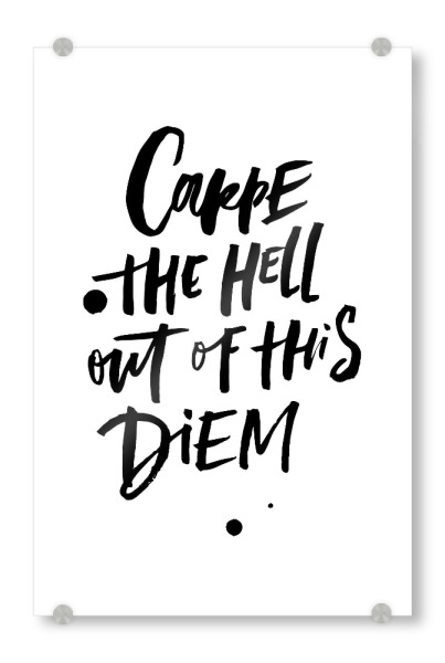 Acrylglasbild "Carpe The Hell Out Of This Diem" artboxONE - Typografie,Schwarzweiß,Sport