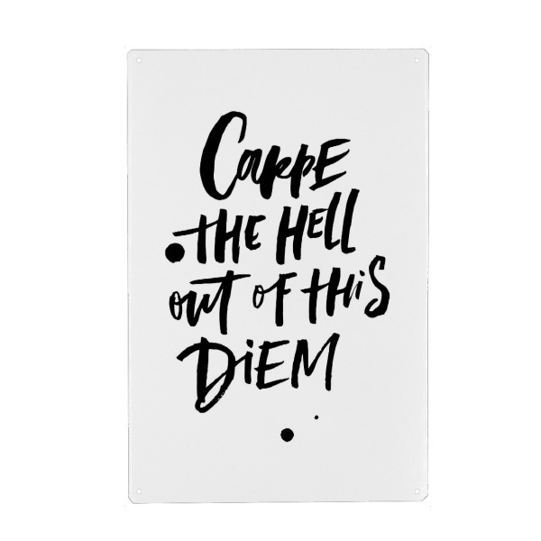 Metall Poster "Carpe The Hell Out Of This Diem" artboxONE - Typografie,Schwarzweiß,Sport