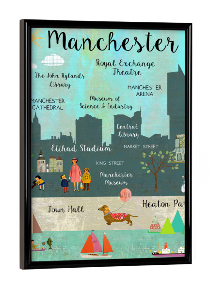 Poster mit schwarzem Rahmen "Manchester" artboxONE - Städte,Reise