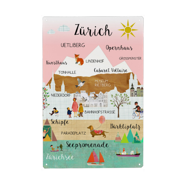 Metall Poster "Zürich Stadt" artboxONE - Städte,Reise,Städte / Zürich