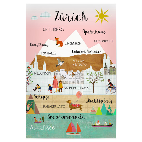 Poster 30x20 cm "Zürich Stadt" artboxONE - Städte,Reise,Städte / Zürich