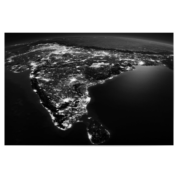 Poster "India Night View From Space 2" artboxONE - Städte,Reise,Schwarzweiß,Reise / Asien,Städte / Weitere
