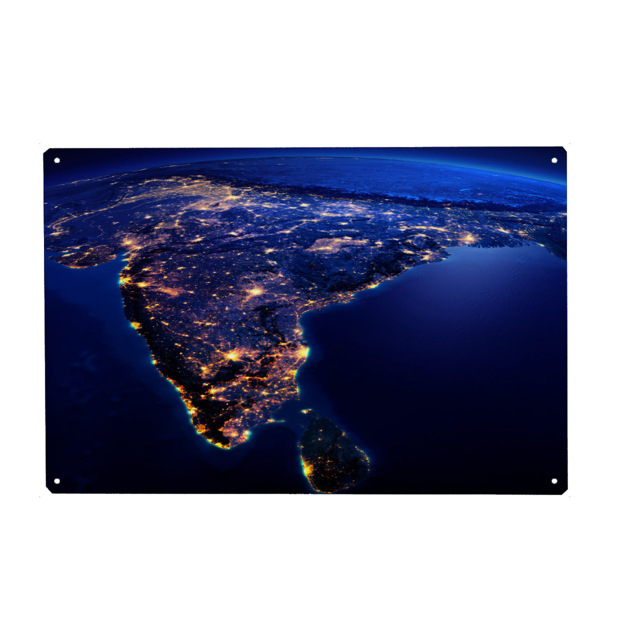 Metall Poster "India Night View From Space" artboxONE - Städte,Reise,Reise / Asien,Reise / Länder,Städte / Weitere