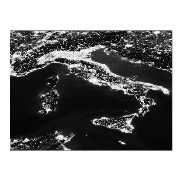 Puzzle Ravensburger "Italy Night View From Space 2" artboxONE - Städte,Reise,Schwarzweiß,Städte / Venedig,Reise / Länder,Städte / Rom