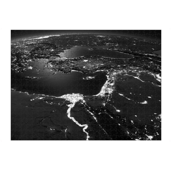 Puzzle Ravensburger "Middle East From Space" artboxONE - Städte,Reise,Schwarzweiß,Reise / Afrika,Städte / Weitere
