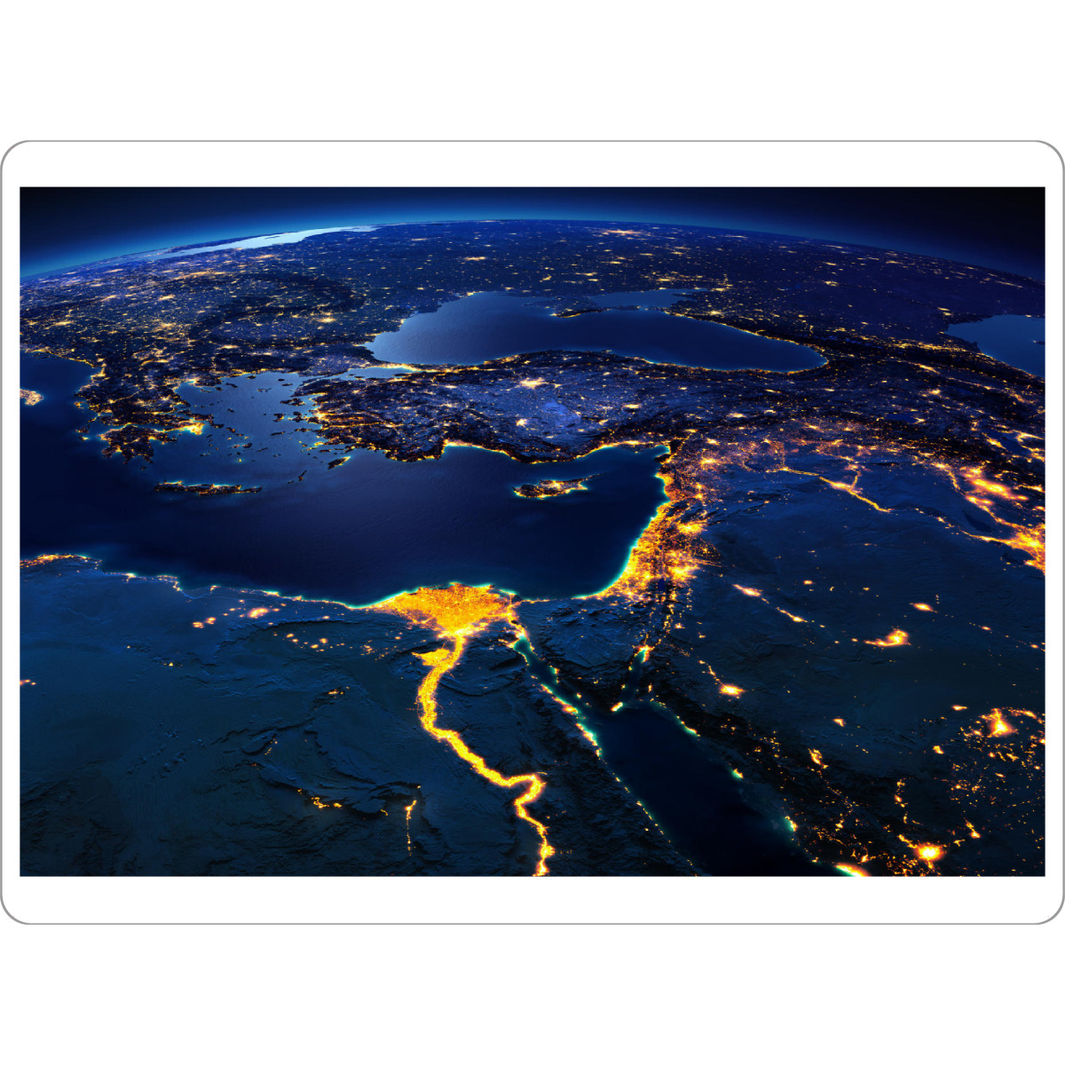 Tischset "Middle East Night View From Space" artboxONE - Städte,Natur,Reise,Reise / Afrika,Städte / Istanbul,Städte / Weitere