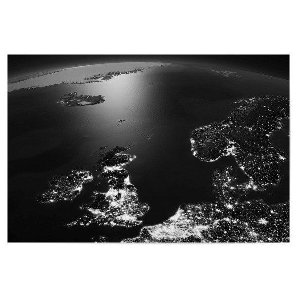 Poster "Northern Europe Night View From Space 2" artboxONE - Natur,Schwarzweiß,Galaxy
