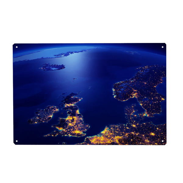 Metall Poster "Northern Europe Night View From Space" artboxONE - Natur,Galaxy