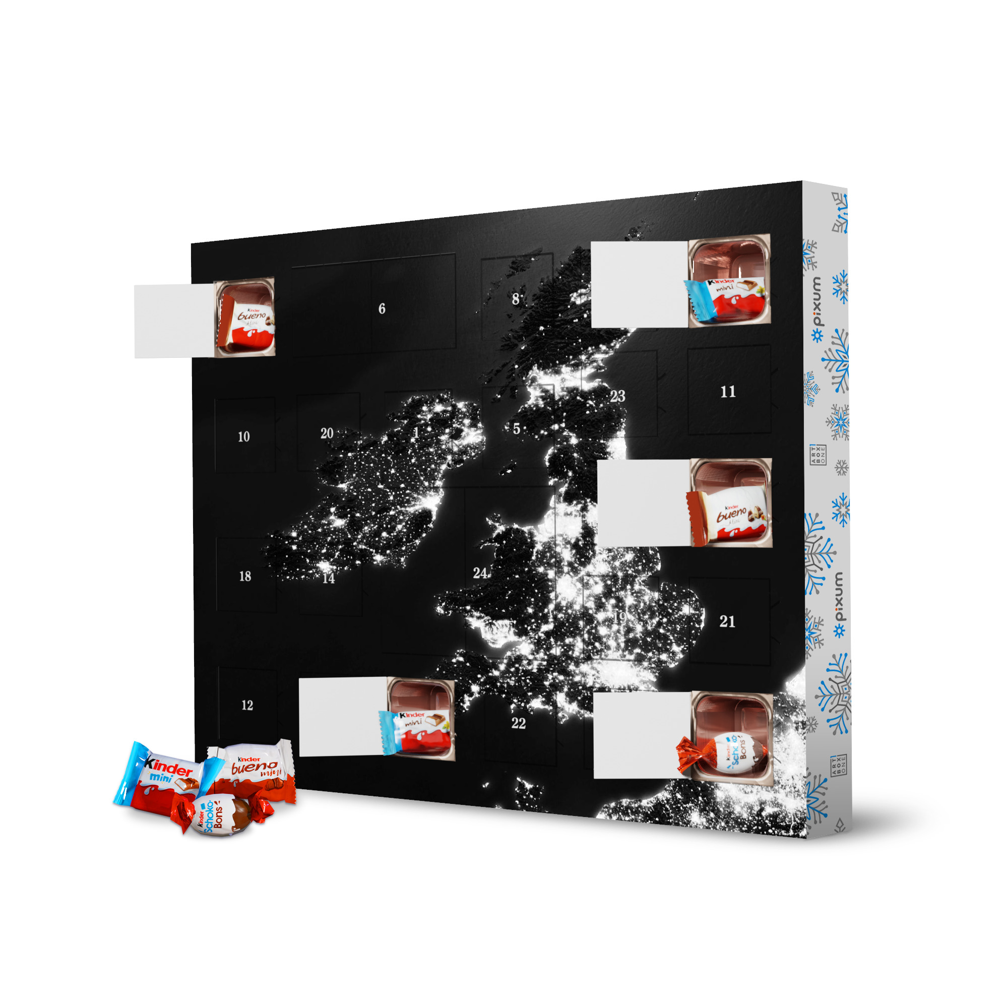 Adventskalender XXL mit Produkten von Kinder Great Britain Night View From Space 2 artboxONE Adventskalender Städte
