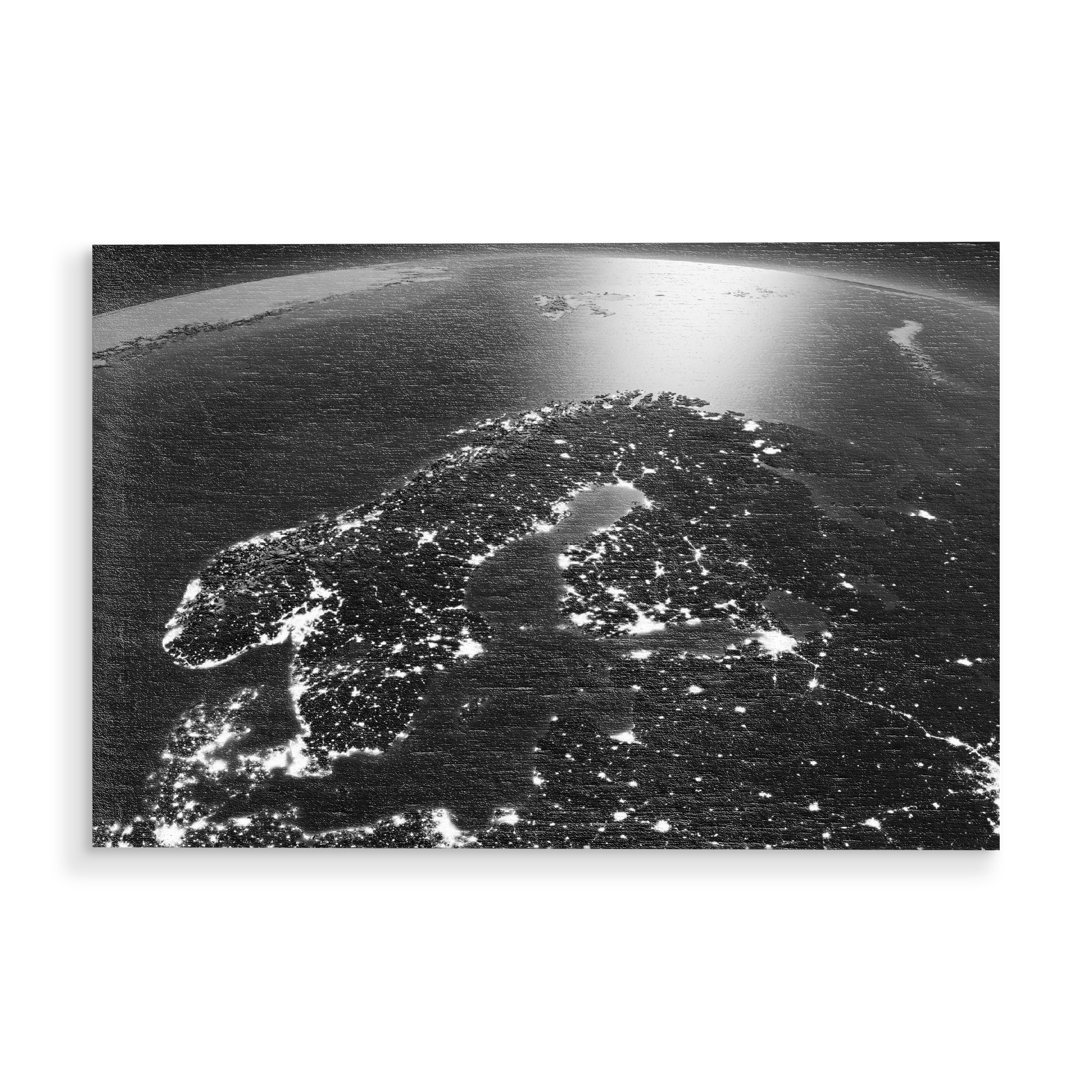 Holzbild "Scandinavia Night View From Space 2" artboxONE - Schwarzweiß,Galaxy