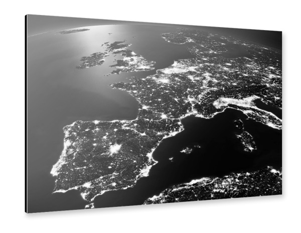 Alu-Dibond "Western Europe Night View From Space 2" 30x20 cm artboxONE