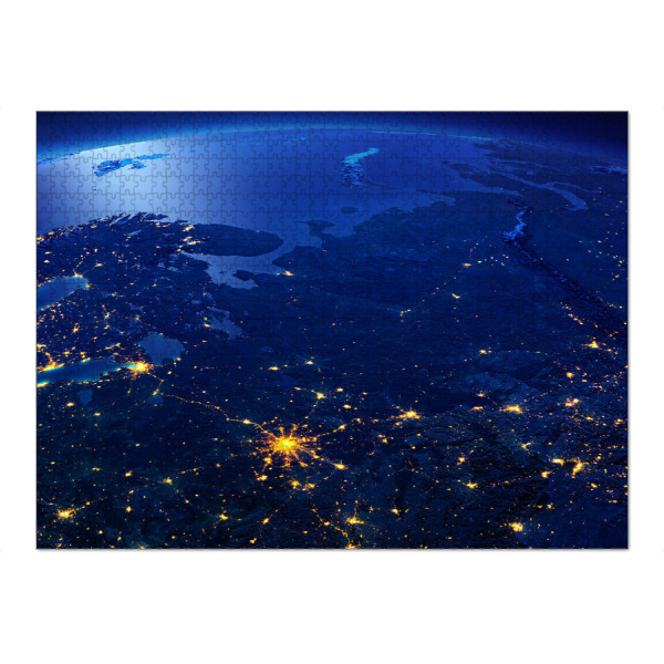 Puzzle Ravensburger "Eastern Europe Night View From Space" artboxONE - Galaxy - Galaxie,Galaxy,Europe,Night,Weltraum,Space,Raumstation,Nasa