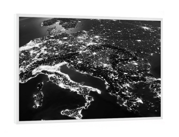 Poster mit weißem Rahmen "Southern Europe Night View From Space 2" artboxONE - Galaxy
