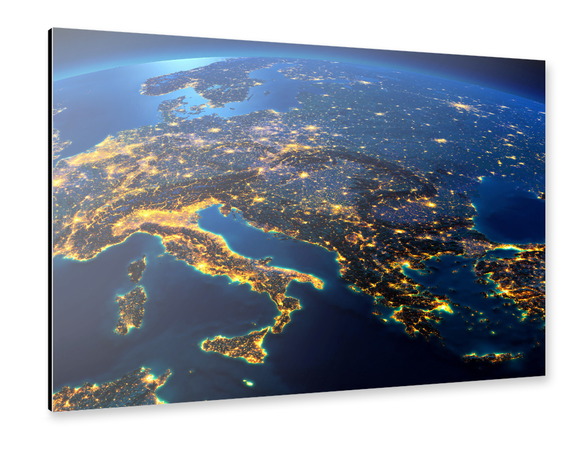 Alu-Dibond "Southern Europe Night View From Space" 75x50 cm artboxONE