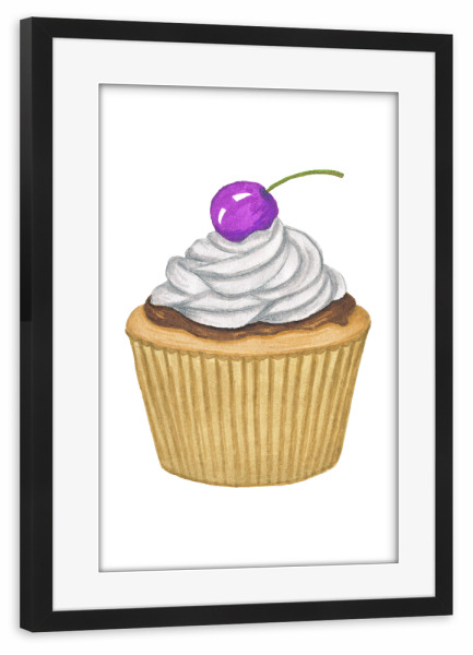 Poster mit Rahmen schwarz "Cupcake" artboxONE - Essen & Trinken