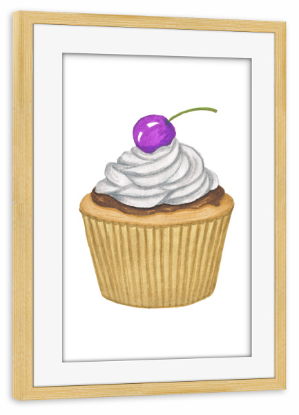 Poster mit Rahmen kiefer "Cupcake" artboxONE - Essen & Trinken