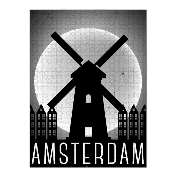 Puzzle Ravensburger "Black & White Amsterdam Netherlands Night" artboxONE - Städte,Schwarzweiß,Städte / Amsterdam