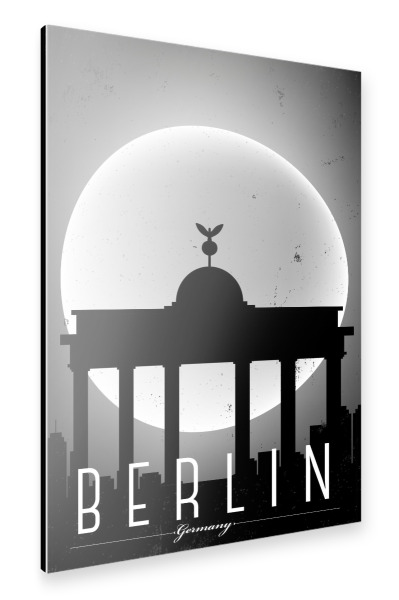Alu-Dibond "Black & White Berlin Germany Night" 30x20 cm artboxONE