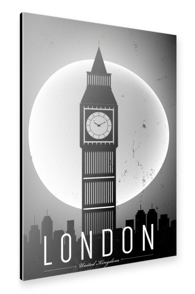 Alu-Dibond "Black & White London England Night" 30x20 cm artboxONE