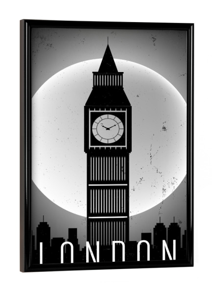 Poster mit schwarzem Rahmen "Black & White London England Night" artboxONE - Städte,Städte / London,Schwarzweiß