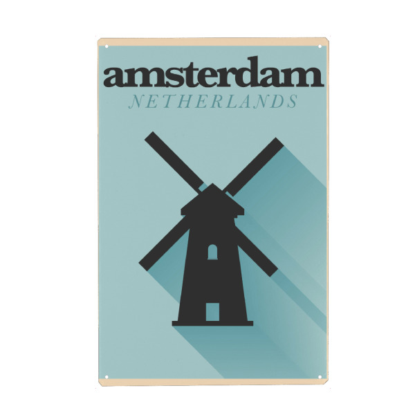 Holzbild "Minimal Flat Amsterdam Netherlands Design" artboxONE - Städte,Reise / Länder,Städte / Amsterdam