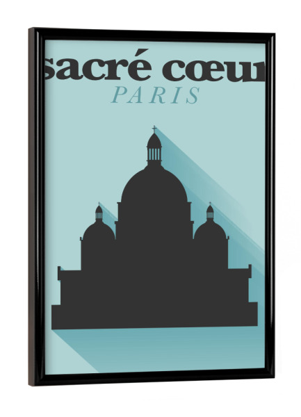 Poster mit schwarzem Rahmen "Minimal Flat Sacre Coeur Paris" artboxONE - Städte,Reise,Städte / Paris,Reise / Länder