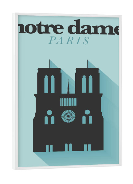 Poster mit weißem Rahmen "Minimal Flat Notre Dame Paris" artboxONE - Städte,Städte / Paris,Reise / Länder