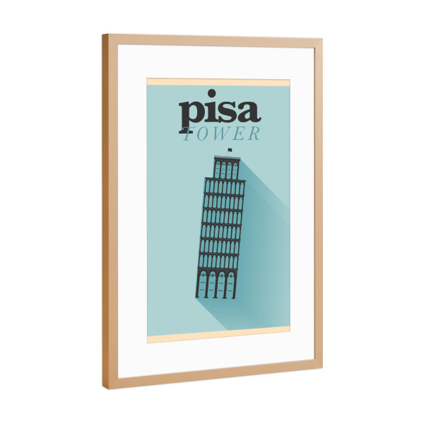 Poster mit Rahmen Kupfer "Minimal Flat Pisa Italy" artboxONE - Städte,Reise,Reise / Länder - Minimal,Flat,Pisa,Italy,Design,Italien,Sehenswürdigkeit