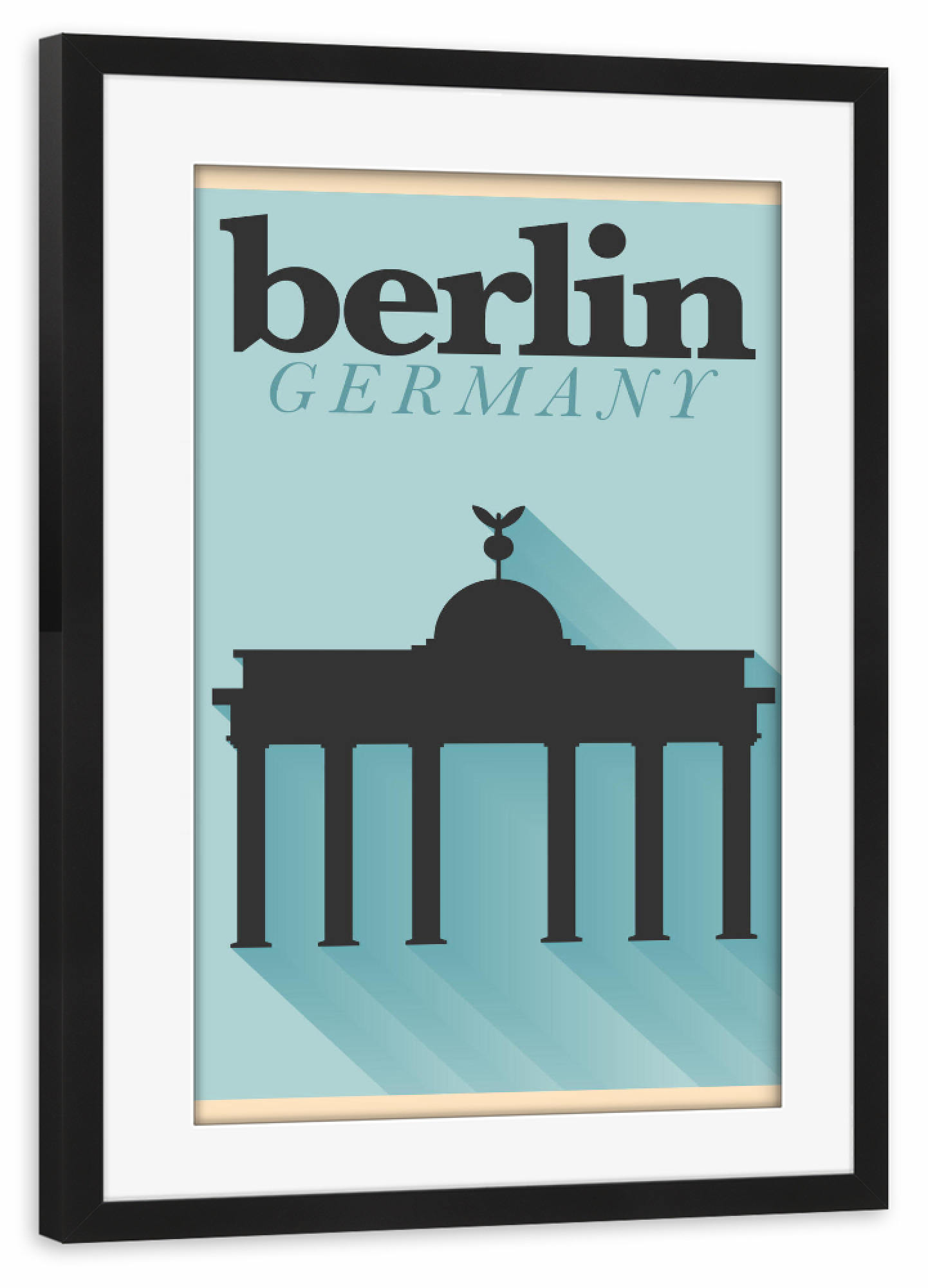 Poster mit Rahmen schwarz "Minimal Flat Berlin Germany" artboxONE - Städte,Städte / Berlin,Reise,Reise / Länder