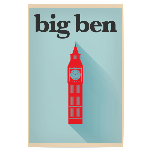 Poster 30x20 cm "Minimal Flat Big Ben London" artboxONE - Städte,Städte / London,Reise,Reise / Länder