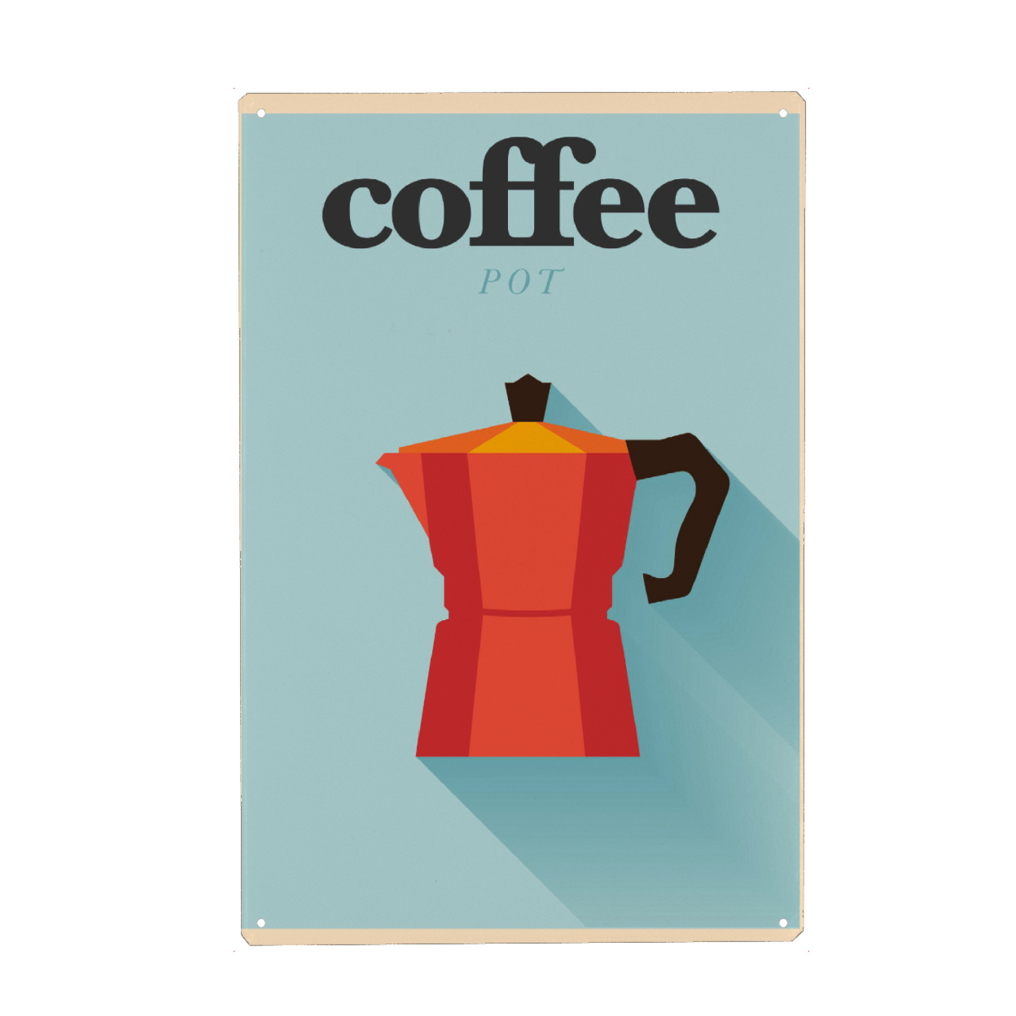 Metall Poster "Minimal Flat Coffee Pot" artboxONE - Essen & Trinken - Minimal,Flat,Coffee,Pot,Design,Kaffee,Morgens,Togo,Kanne,Heiß - Blechschild