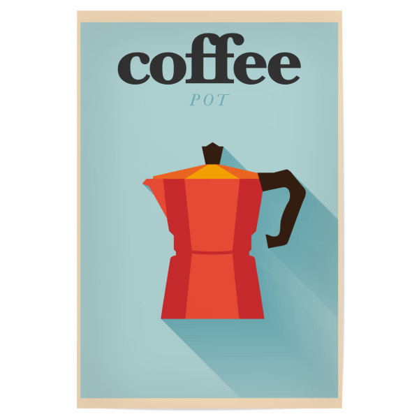 Poster 30x20 cm "Minimal Flat Coffee Pot" artboxONE - Essen & Trinken - Minimal,Flat,Coffee,Pot,Design,Kaffee,Morgens,Togo,Kanne,Heiß