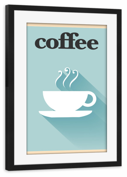Poster mit Rahmen schwarz "Minimal Flat Coffee" artboxONE - Essen & Trinken - Minimal,Flach,Kaffee,Design,Kaffee,Tasse,Morgens,Togo,Cafe,Kaffe,Trinken