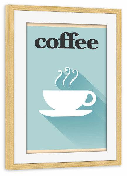 Poster mit Rahmen kiefer "Minimal Flat Coffee" artboxONE - Essen & Trinken - Minimal,Flach,Kaffee,Design,Kaffee,Tasse,Morgens,Togo,Cafe,Kaffe,Trinken