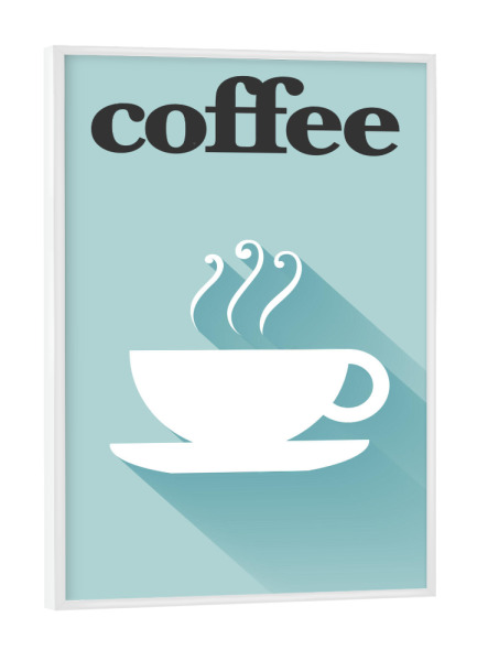 Poster mit weißem Rahmen "Minimal Flat Coffee" artboxONE - Essen & Trinken - Minimal,Flach,Kaffee,Design,Kaffee,Tasse,Morgens,Togo,Cafe,Kaffe,Trinken