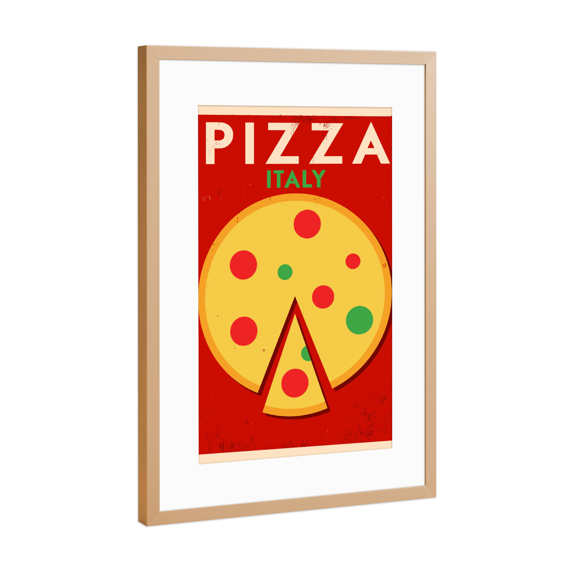 Poster mit Rahmen Kupfer "Retro Italian Pizza" artboxONE - Essen & Trinken