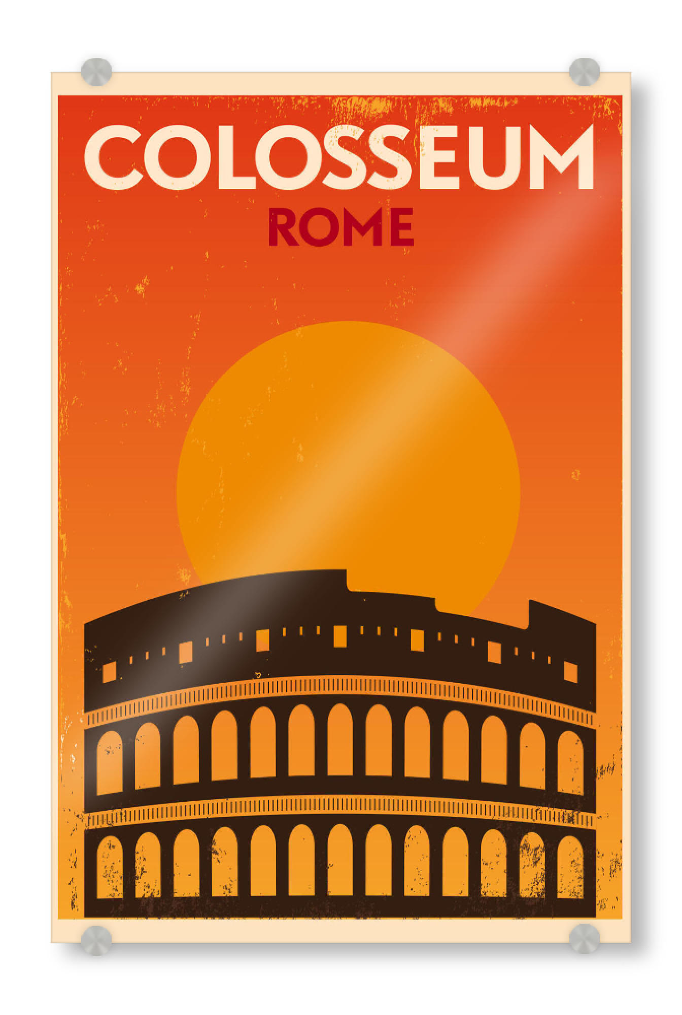 Acrylglasbild "Retro Colosseum Italy" artboxONE - Städte,Reise,Reise / Länder,Städte / Rom - Retro,Colosseum,Italy,Design,Rom,Rome,Italien,Tourismus
