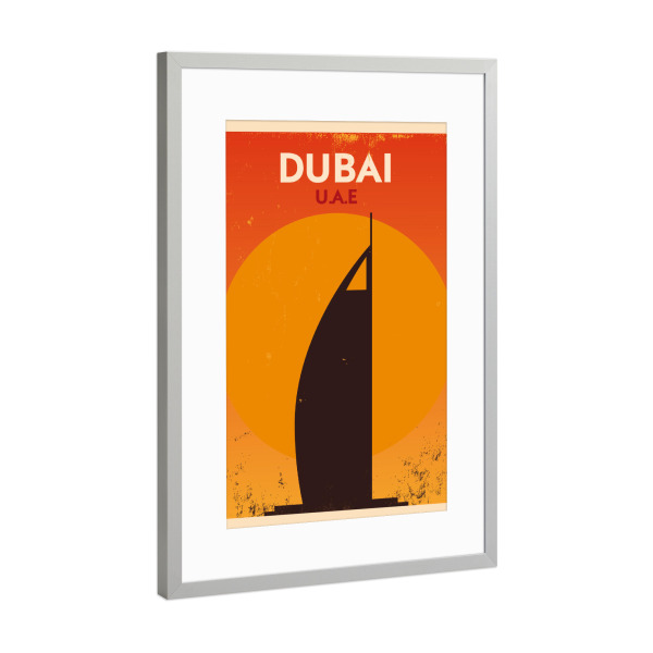 Poster mit Rahmen Silber "Retro Dubai" artboxONE - Städte,Reise,Reise / Strand und Meer,Reise / Asien,Städte / Dubai