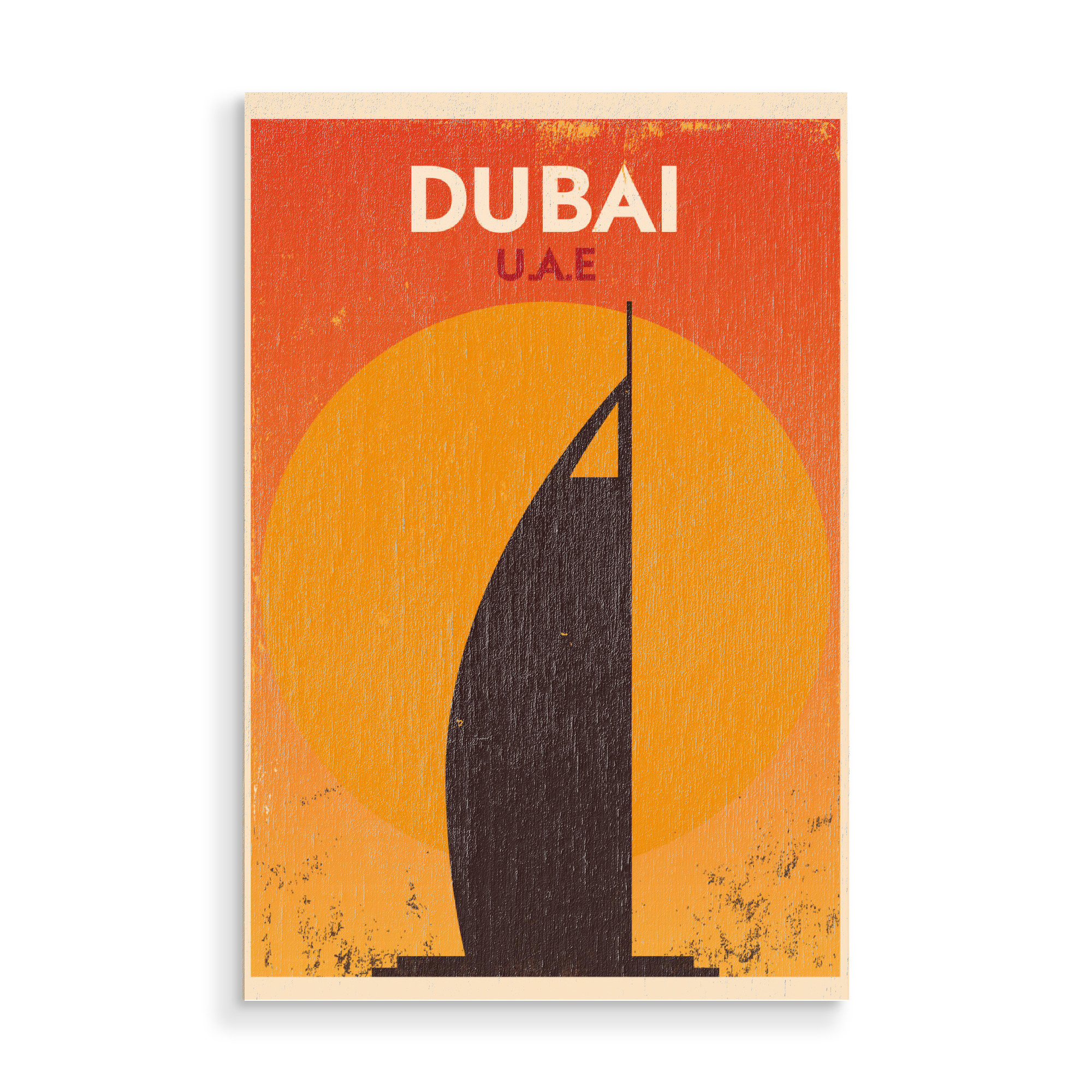 Holzbild "Retro Dubai" artboxONE - Städte,Reise,Reise / Strand und Meer,Reise / Asien,Städte / Dubai