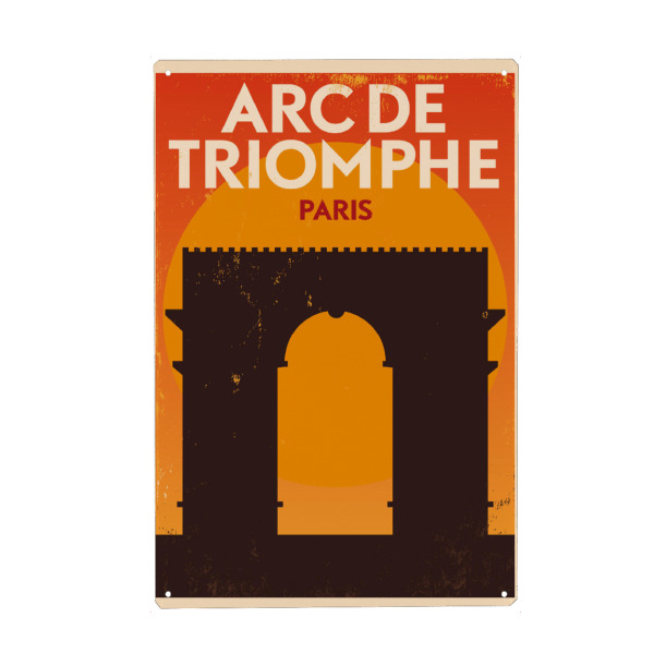 Metall Poster "Retro Arc de Triomphe Paris" artboxONE - Städte,Reise,Städte / Paris,Reise / Länder