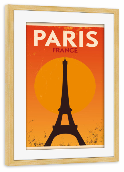 Poster mit Rahmen kiefer "Retro Paris France" artboxONE - Städte,Reise,Städte / Paris,Reise / Länder