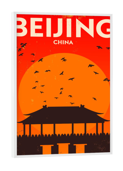 Poster mit weißem Rahmen "Retro Beijing China" artboxONE - Städte,Reise,Reise / Asien,Reise / Länder