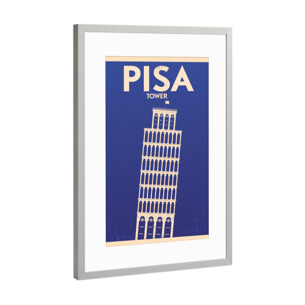 Poster mit Rahmen Silber "Retro Pisa" artboxONE - Städte,Reise,Reise / Länder