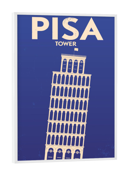 Poster mit weißem Rahmen "Retro Pisa" artboxONE - Städte,Reise,Reise / Länder